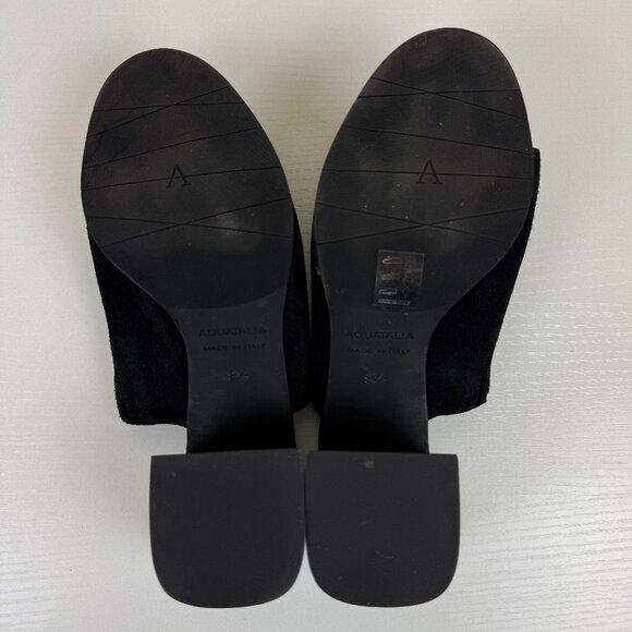 EUC Aquatalia Black Suede Leather Jayne Mules Heel Slides - Picture 12 of 13